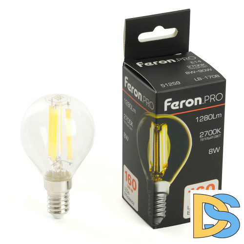 Лампа светодиодная Feron LB-1708 E14 8W 2700K 51259