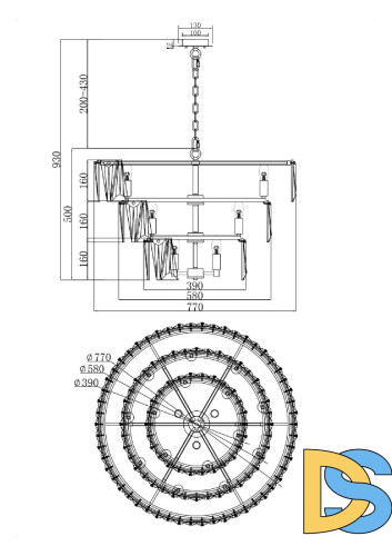 Подвесная люстра Maytoni Puntes MOD043PL-18G