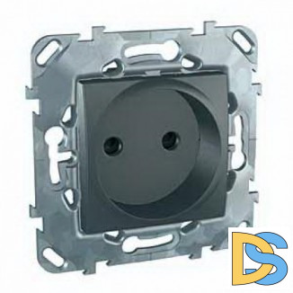 Розетка 1-ая электрическая без заземления с защитными шторками, Графит, серия UNICA TOP/CLASS, Schneider Electric