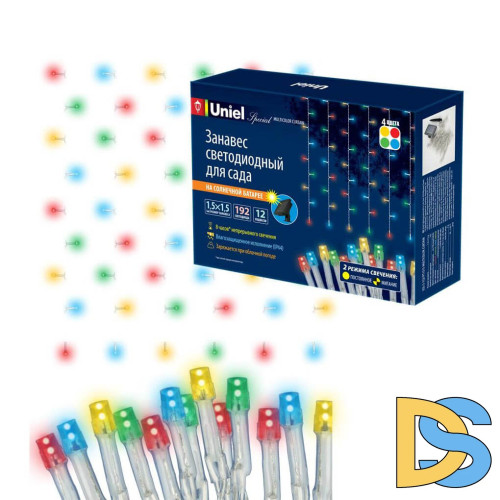 Гирлянда на солнечных батареях (UL-00006539) Uniel Занавес USL-S-132/PT1515 Multicolor Curtain