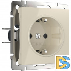 Розетка с заземлением и шторками (слоновая кость) W1171103