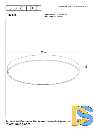 Потолочный светильник Lucide Unar 79185/60/30