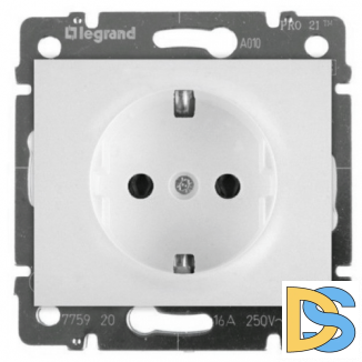Розетка с заземлением, со шторками, автоматические клеммы Legrand Galea Life - белый