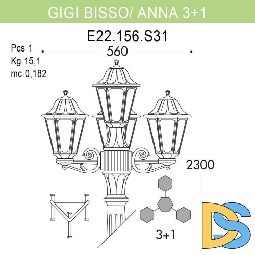 Уличный фонарь Fumagalli Gigi Bisso/Anna E22.156.S31.WYF1R
