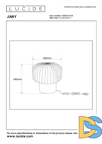 Настольная лампа Lucide Jany 78595/01/30