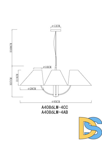 Подвесная люстра Arte Lamp Rondo A4086LM-4AB