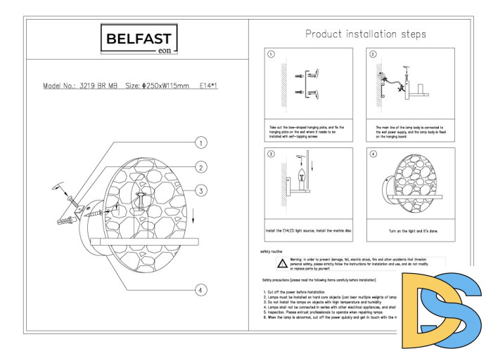 Настенный светильник Belfast Ravenhill 3219 BR MB