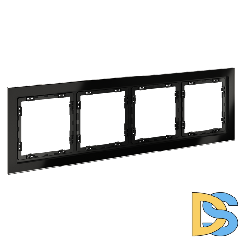 Рамка стеклянная VOLTUM S70 на 4 поста, (черный,стекло)