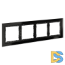 Рамка стеклянная VOLTUM S70 на 4 поста, (черный,стекло)