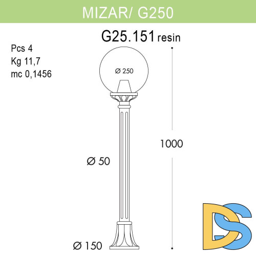 Уличный светильник Fumagalli Mizarr/G250 G25.151.000.WYE27