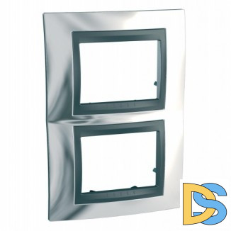 Рамка 2-ая (двойная) вертикальная, Хром/Графит (металл), серия UNICA TOP/CLASS, Schneider Electric