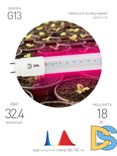 Фитолампа для растений Эра FITO-18W-RB-Т8-G13-NL Б0042990
