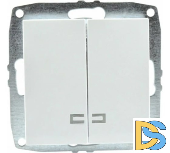 Выключатель двухклавишный с подсветкой Mono Electric Despina-Larissa 10А 250В белый 500-001925-103