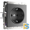 Розетка с заземлением и шторками Werkel графит W1171164 4690389194412 a063104