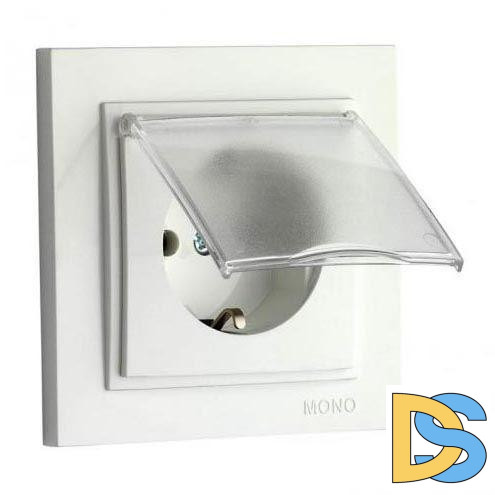 Розетка с заземлением с крышкой Mono Electric Despina 16А 250В жемчуг 102-252521-118
