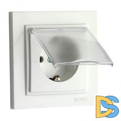 Розетка с заземлением с крышкой Mono Electric Despina 16А 250В жемчуг 102-252521-118