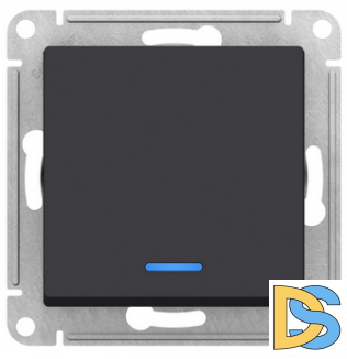 Выключатель 1-клавишный, с подсветкой, Карбон, серия Atlas Design, Schneider Electric