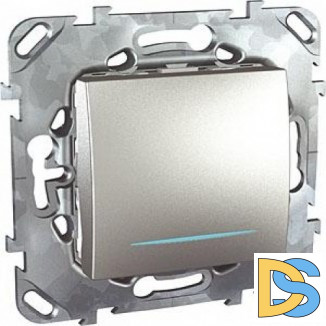 Выключатель 1-клавишный, с подсветкой, Алюминий, серия UNICA TOP/CLASS, Schneider Electric