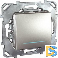Выключатель 1-клавишный, с подсветкой, Алюминий, серия UNICA TOP/CLASS, Schneider Electric