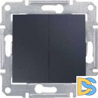 Выключатель 2-клавишный, влагозащищенный IP44, Графит, серия Sedna, Schneider Electric