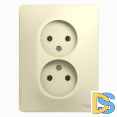 Розетка 2-ая электрическая без заземления, Бежевый, серия Glossa, Schneider Electric