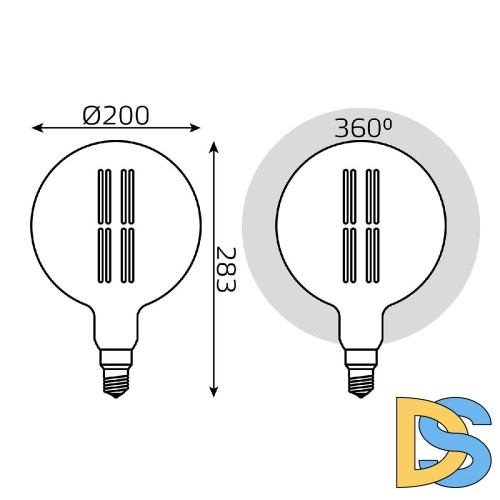 Лампа светодиодная филаментная Gauss E27 6W 2700K шар янтарный 154802118