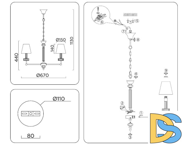 Подвесная люстра Ambrella Light High Light Heigh Light LH71001