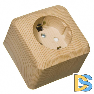 Розетка Этюд c заземлением, шторками 16А сосна