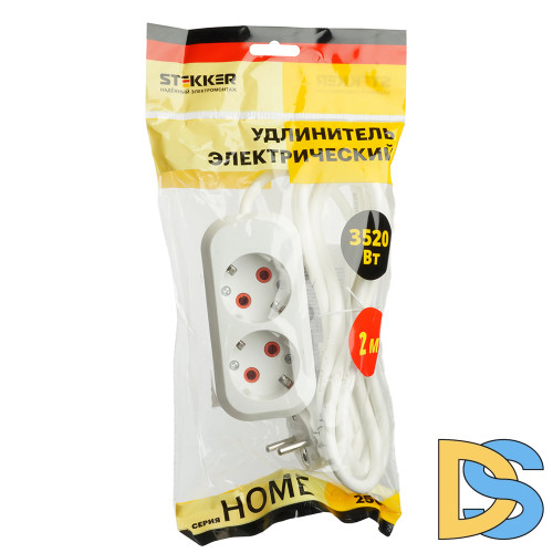 Удлинитель двухместный Stekker Home 49339