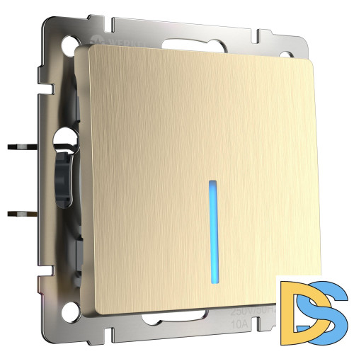 Выключатель одноклавишный Werkel проходной с подсветкой (шампань рифленый) W1112110