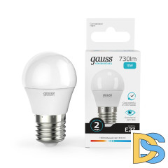 Лампа светодиодная Gauss E27 10W 4100K шар матовый 53220
