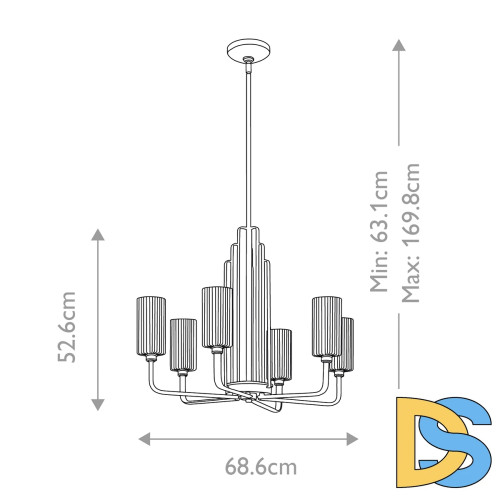 Люстра на штанге Kichler Kimrose QN-KIMROSE6-PN