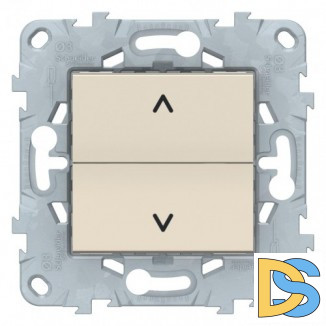 Выключатель для жалюзи (рольставней) кнопочный, Бежевый, серия Unica New, Schneider Electric