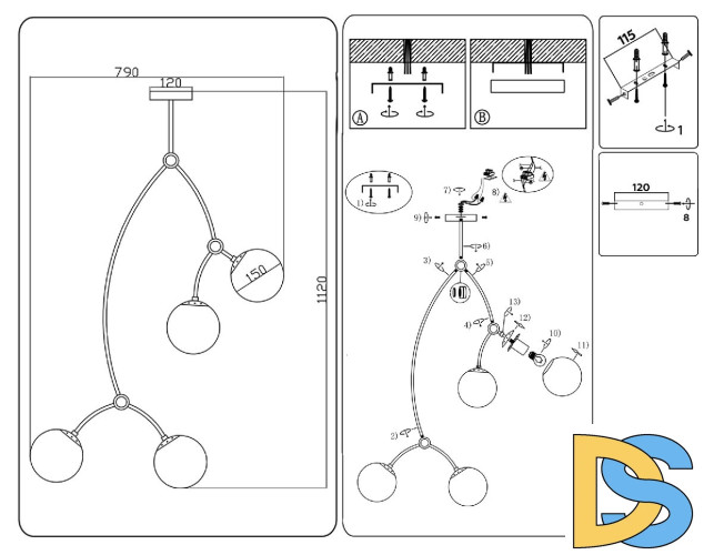 Люстра на штанге Ambrella Light Modern TR2575