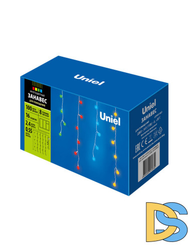 Светодиодная гирлянда (11130) Uniel занавес Радуга 220V разноцветный ULD-E2405-100/DTA MULTI IP20 RAINBOW