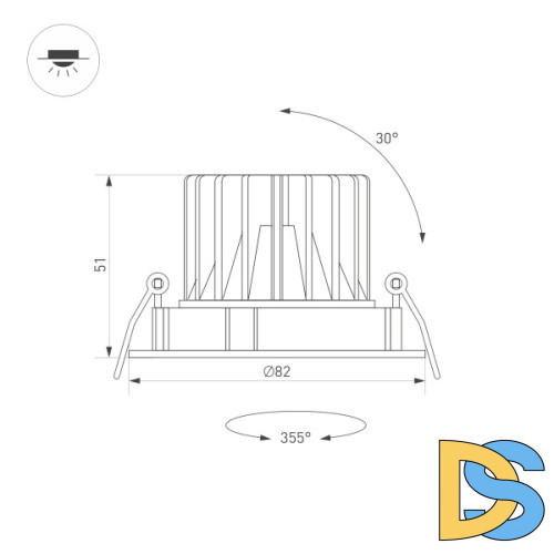 Встраиваемый светильник Arlight MS-Forecast-Built-Turn-R82-8W Day4000 033658