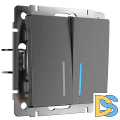 Выключатель двухклавишный проходной с подсветкой Werkel графит рифленый W1122104 4690389158490