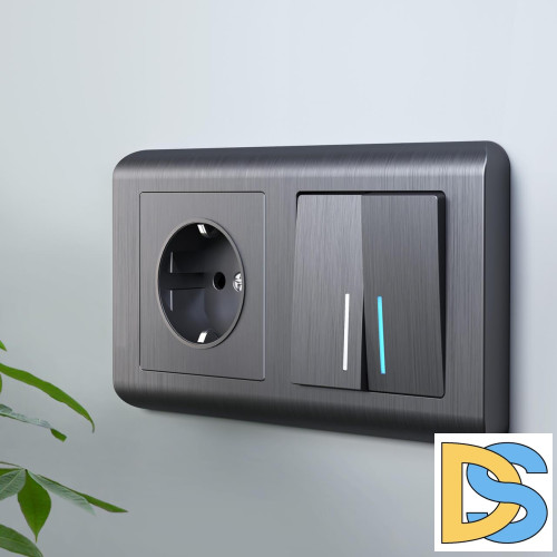 Выключатель двухклавишный проходной с подсветкой Werkel графит рифленый W1122104 4690389158490