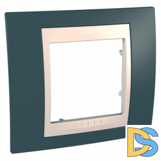 Рамка 1-ая (одинарная), Серо-зеленый/Бежевый, серия Unica, Schneider Electric