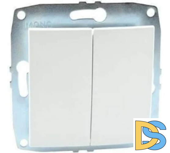Выключатель двухклавишный проходной Mono Electric Despina-Larissa 10А 250В белый 500-001923-111