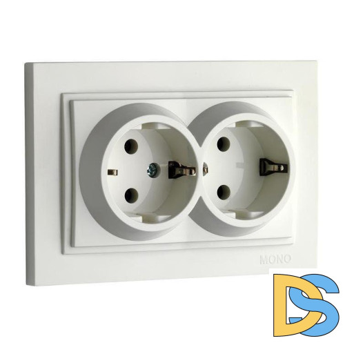 Розетка с заземлением двойная Mono Electric Despina 16А 250В жемчуг 102-252504-120