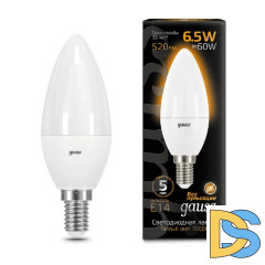 Лампа светодиодная Gauss E14 6.5W 3000К матовая 103101107