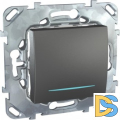 Выключатель 1-клавишный, с подсветкой, Графит, серия UNICA TOP/CLASS, Schneider Electric