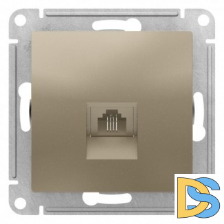 Розетка телефонная 1-ая 4 контакта, RJ-11, Шампань, серия Atlas Design, Schneider Electric