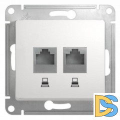 Розетка компьютерная 2-ая кат.5е, RJ-45 (интернет), Белый, серия Glossa, Schneider Electric