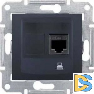 Розетка компьютерная 1-ая экранированная кат.5е, RJ-45 (интернет), Графит, серия Sedna, Schneider Electric