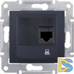 Розетка компьютерная 1-ая экранированная кат.5е, RJ-45 (интернет), Графит, серия Sedna, Schneider Electric