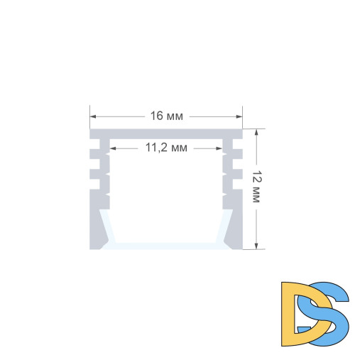 Профиль П-образный накладной Apeyron ширина ленты до 10мм (рассеиватель, заглушки - 2шт) 08-09