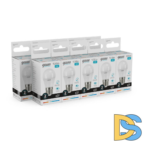 Лампа светодиодная Gauss E27 12W 4100K шар матовый 53222