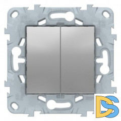 Выключатель 2-клавишный, Алюминий, серия Unica New, Schneider Electric
